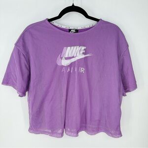 Nike Women’s Purple Layered Tee Shirt Jersey Cropped Tee